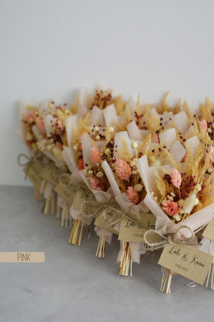 Dried Mini Bouquet | Personalized Wedding Favors for Guests | Handmade Preserved Flowers