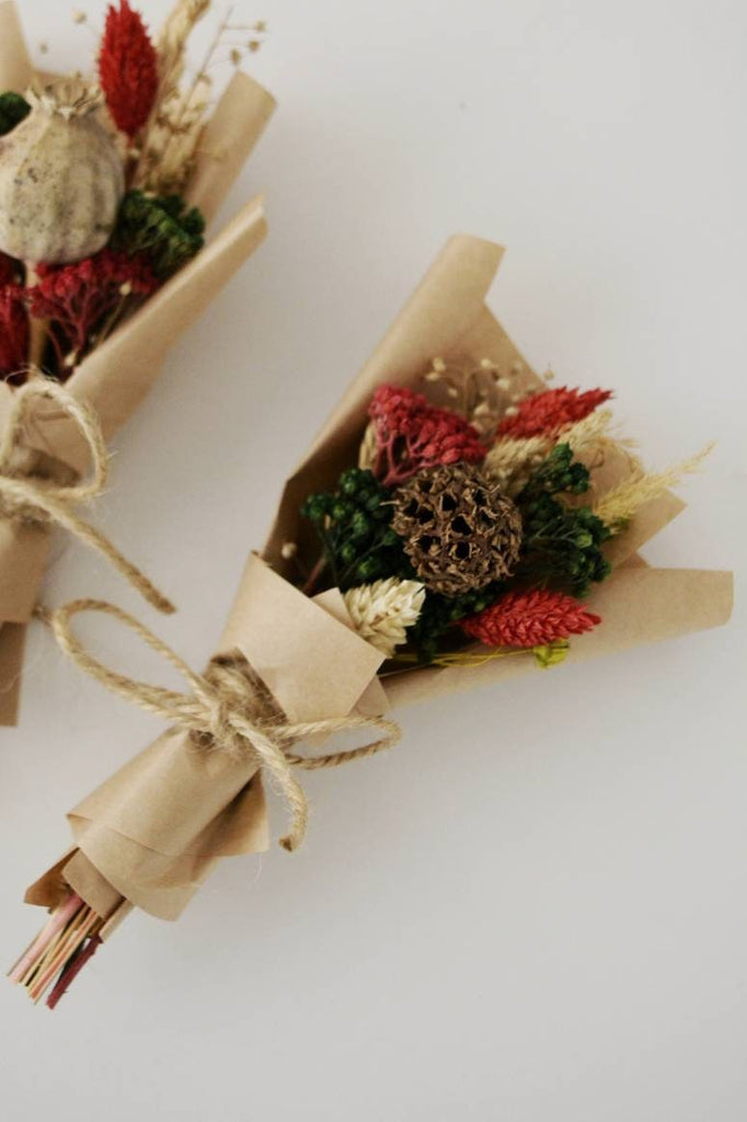 Dried Mini Bouquet l Handmade New Year Bouquets l Red and Green Flowers