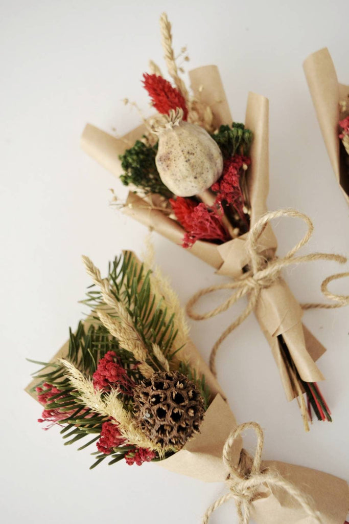 Dried Mini Bouquet l Handmade New Year Bouquets l Red and Green Flowers