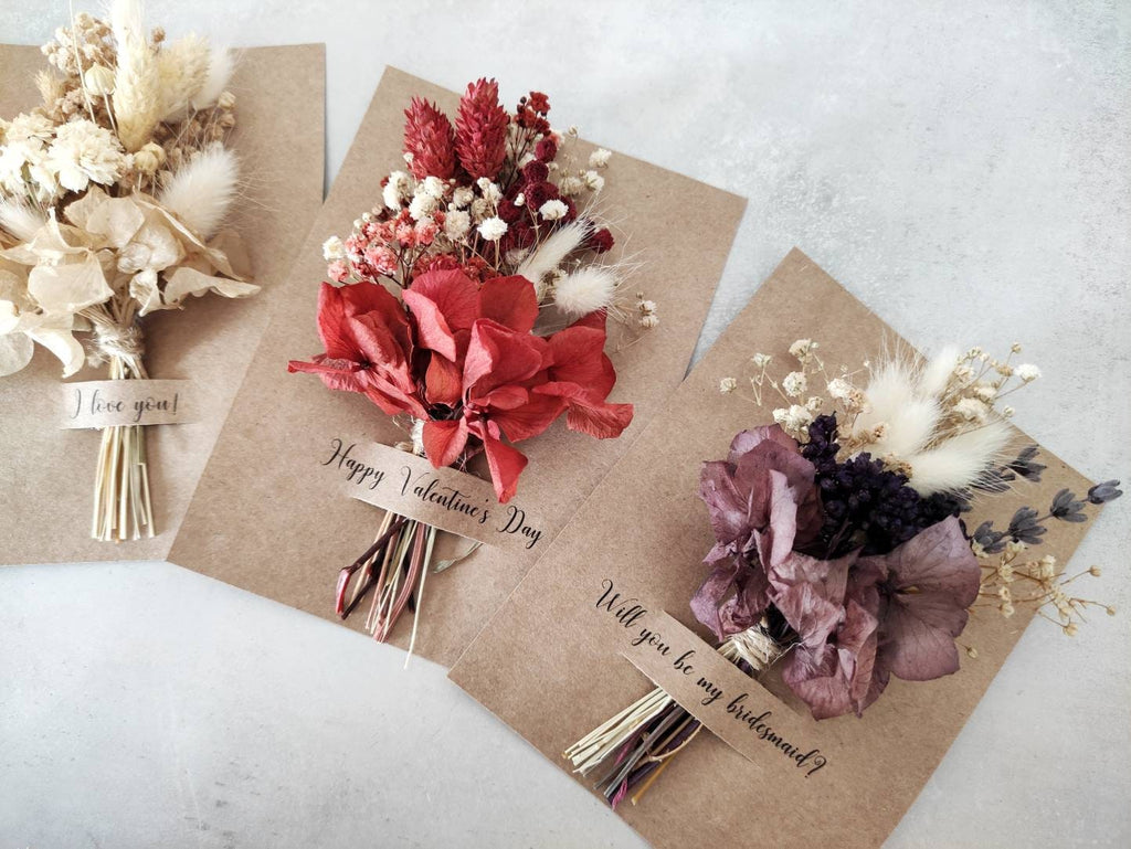 Custom Dried Mini Flower Bouquet | Personalized Wedding Favors | Valentines Day Card