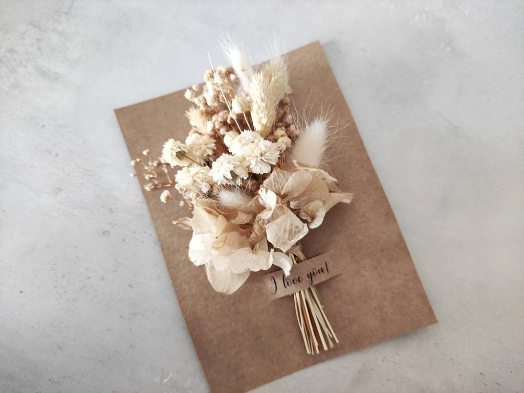 Custom Dried Mini Flower Bouquet | Personalized Wedding Favors | Valentines Day Card