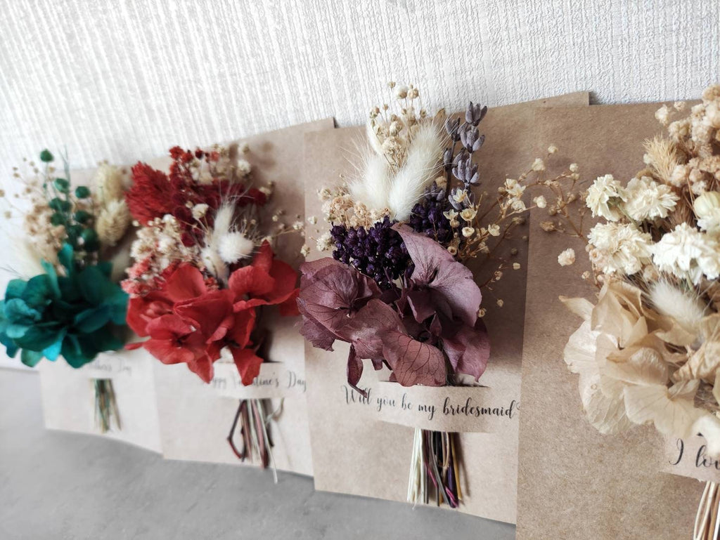 Custom Dried Mini Flower Bouquet | Personalized Wedding Favors | Valentines Day Card