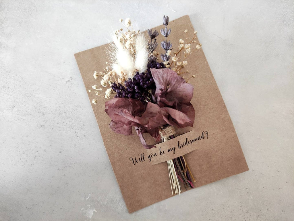 Custom Dried Mini Flower Bouquet | Personalized Wedding Favors | Valentines Day Card