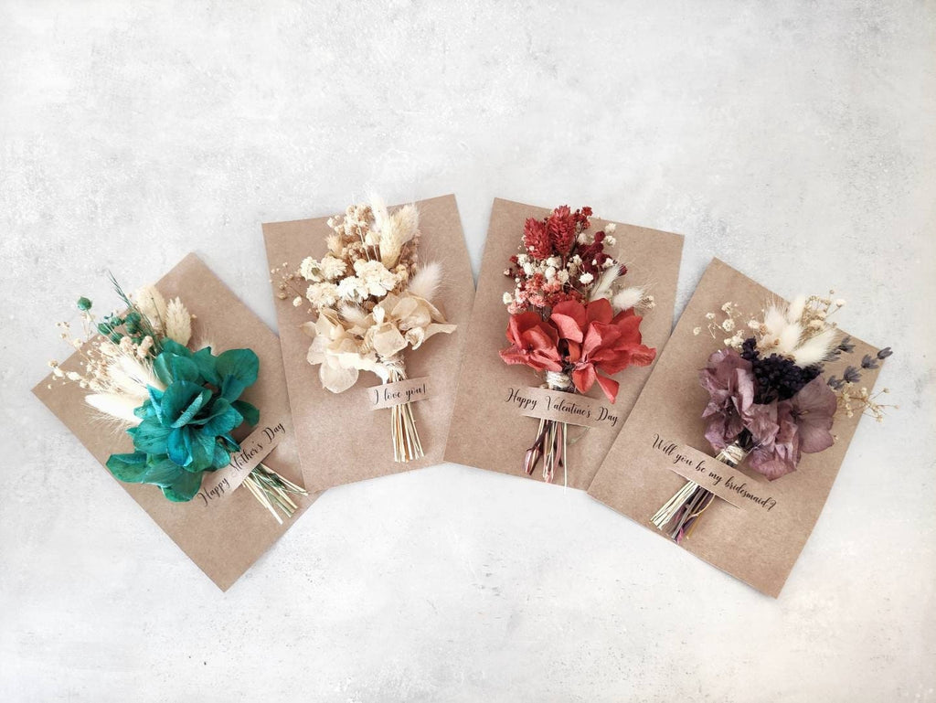 Custom Dried Mini Flower Bouquet | Personalized Wedding Favors | Valentines Day Card