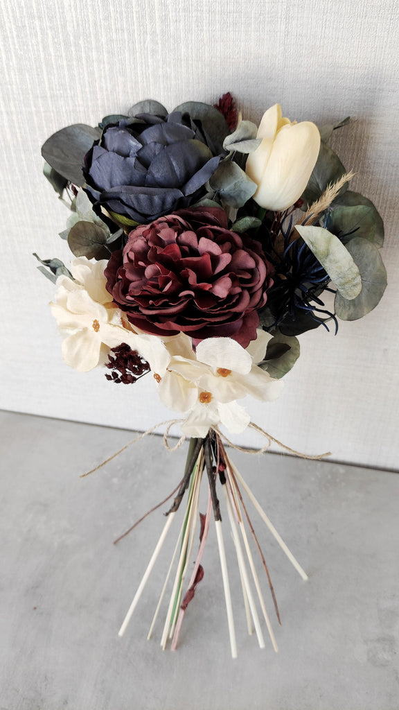 Burgundy Bridemaids Bouquet | Rustic Boho Blue Wedding Bouquet