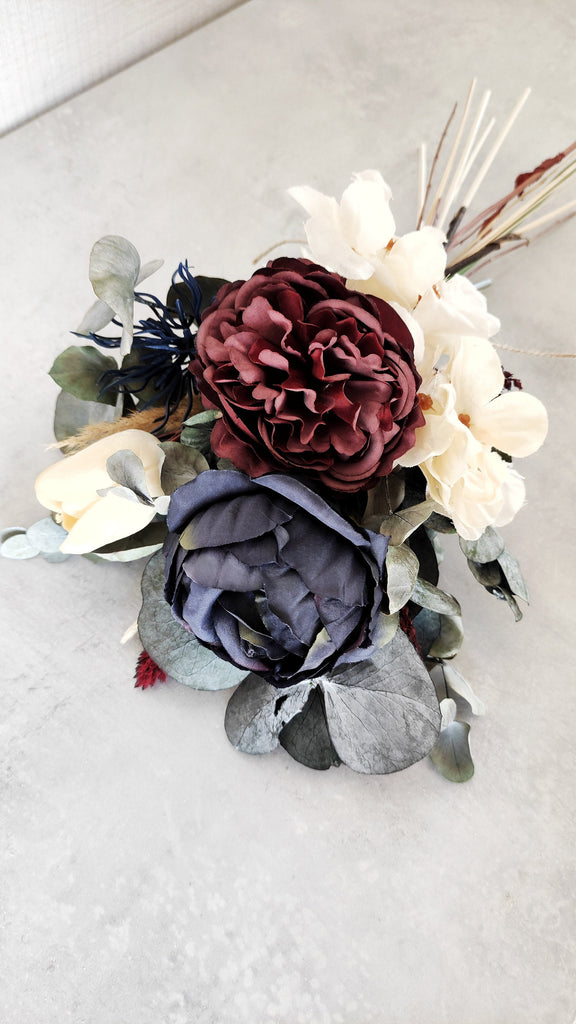 Burgundy Bridemaids Bouquet | Rustic Boho Blue Wedding Bouquet