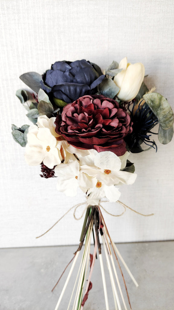 Burgundy Bridemaids Bouquet | Rustic Boho Blue Wedding Bouquet