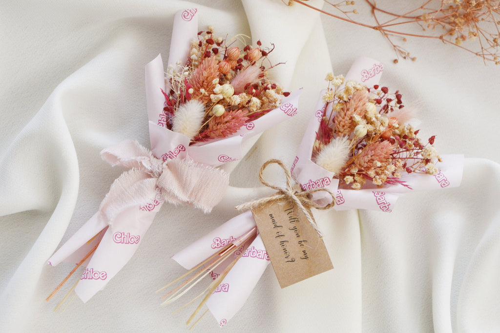 Barbie Pink Dried Mini Bouquet | Barbie Theme Bridal Shower