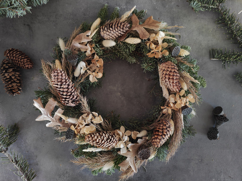 Soft Winter Door Wreath, Modern Christmas Front Door Wreath